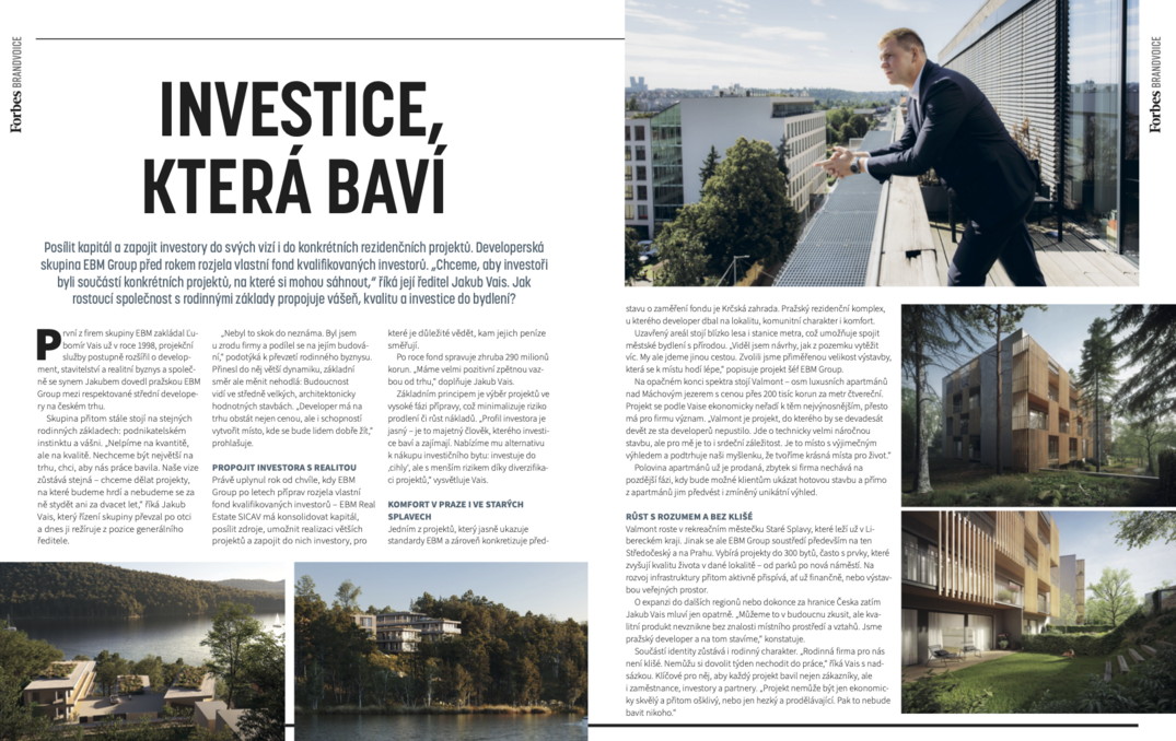 EBM Group v centru pozornosti: Jakub Vais v zářijovém magazínu Forbes